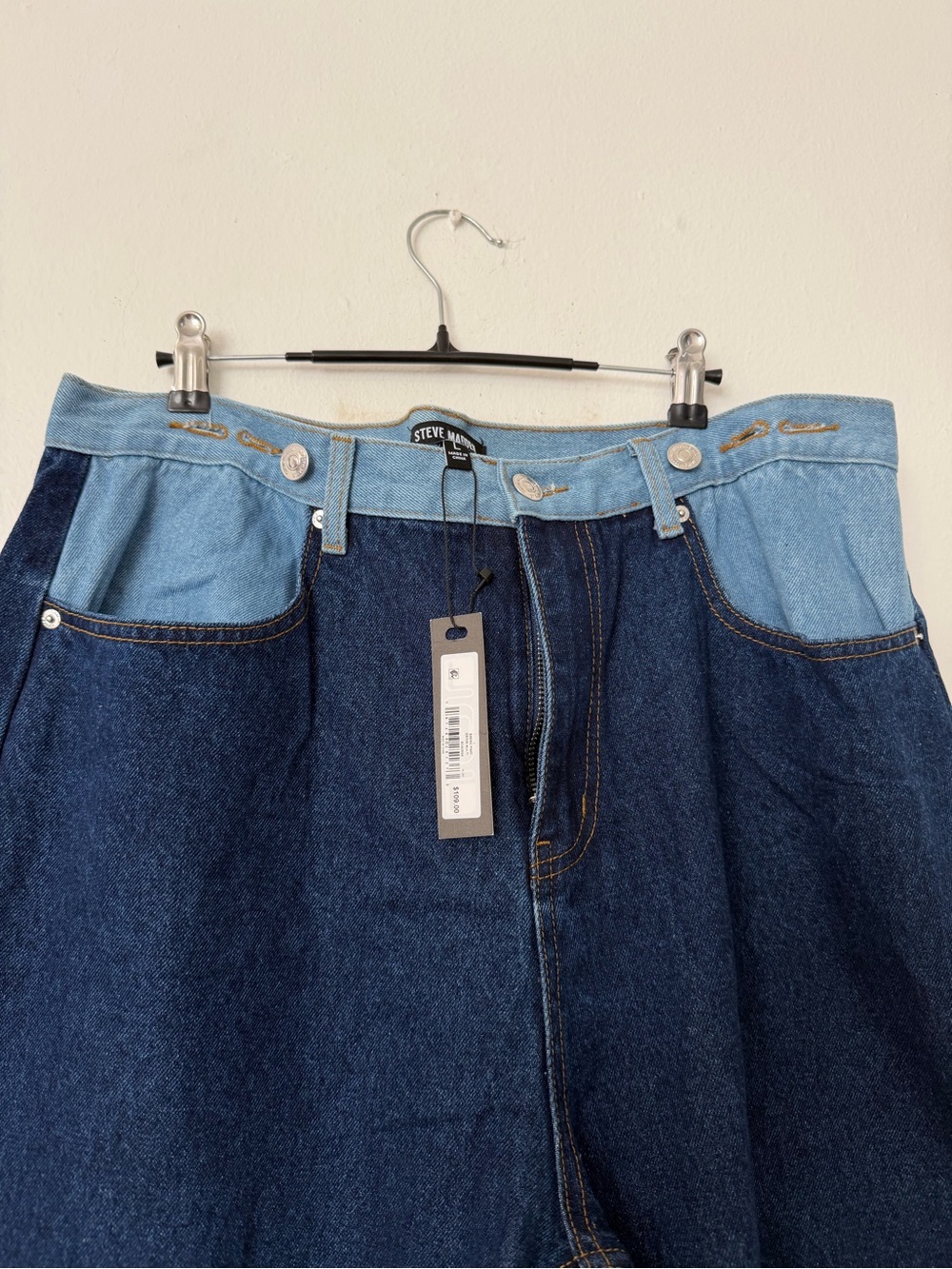 Steve Madden Two-Tone Blue Wide Leg Jeans - Picture 3 of 6